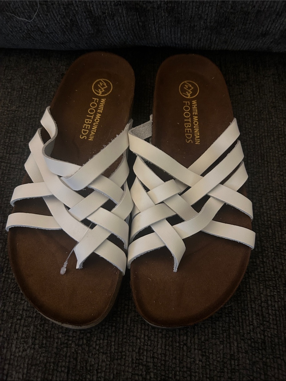 White Mountain White Woven Slide Sandals